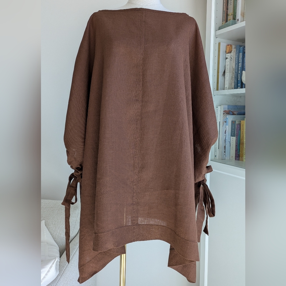 Chocolate Linen Tunic Shawl